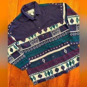 Vintage Gina Peters Western Pattern Button Front Shacket / Small